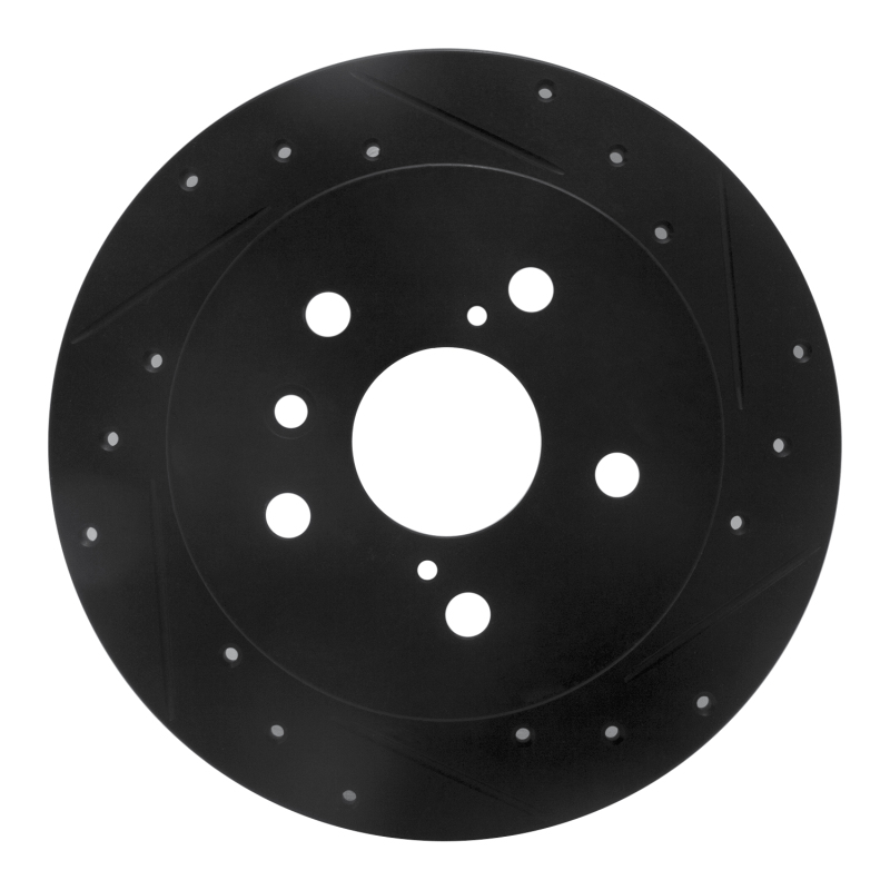 R1 18-24 Toyota Camry Rear Right Drilled & Slotted Black Brake Rotor