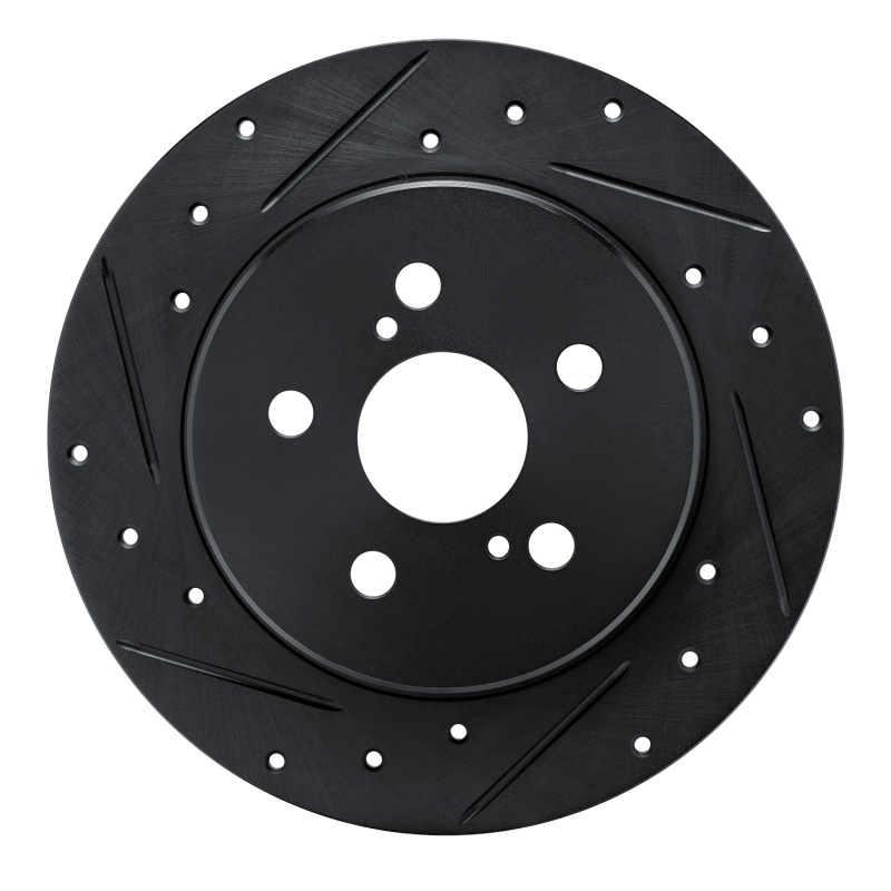 R1 19-25 Toyota Corolla (US/Canada) Rear Left Drilled & Slotted Black Brake Rotor