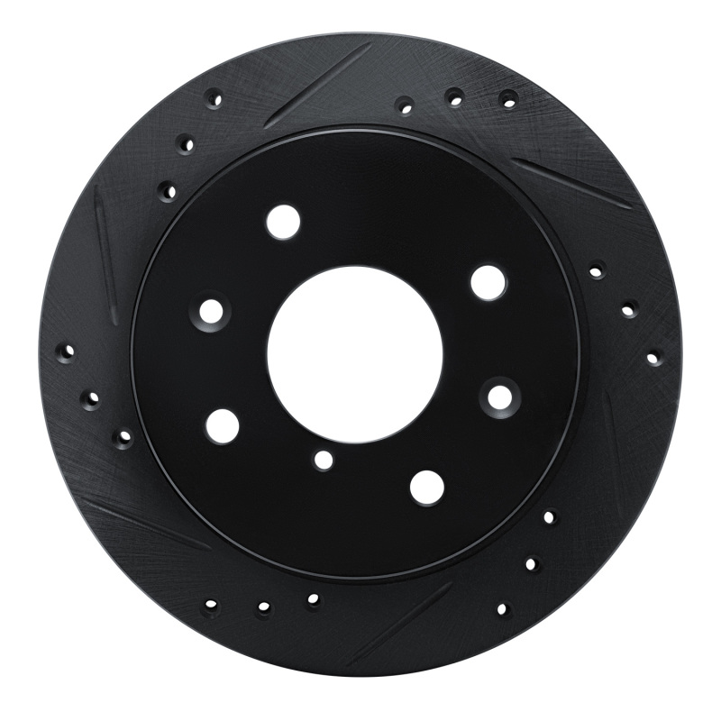 R1 84-85 Mazda RX-7 Rear Left Drilled & Slotted Black Brake Rotor