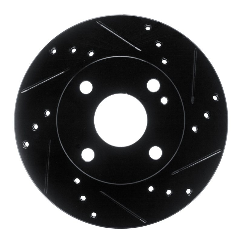 R1 90-93 Mazda Miata Front Right Drilled & Slotted Black Brake Rotor