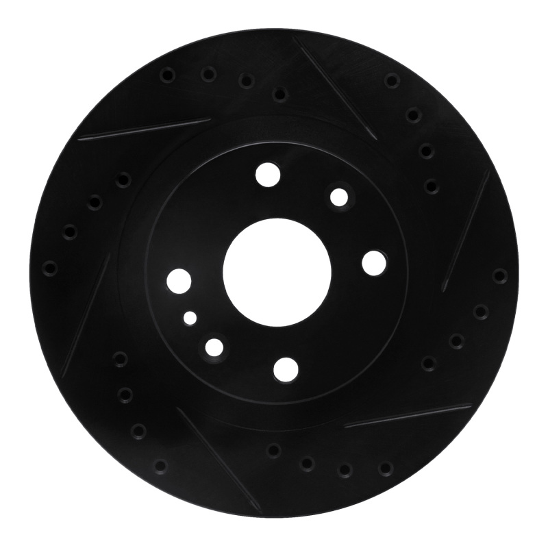 R1 99-03 Mazda Protege Front Right Drilled & Slotted Black Brake Rotor