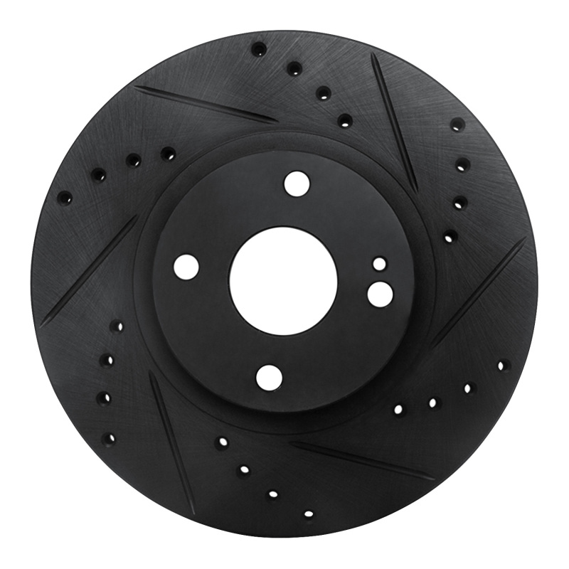 R1 01-05 Mazda Miata Front Right Drilled & Slotted Black Brake Rotor