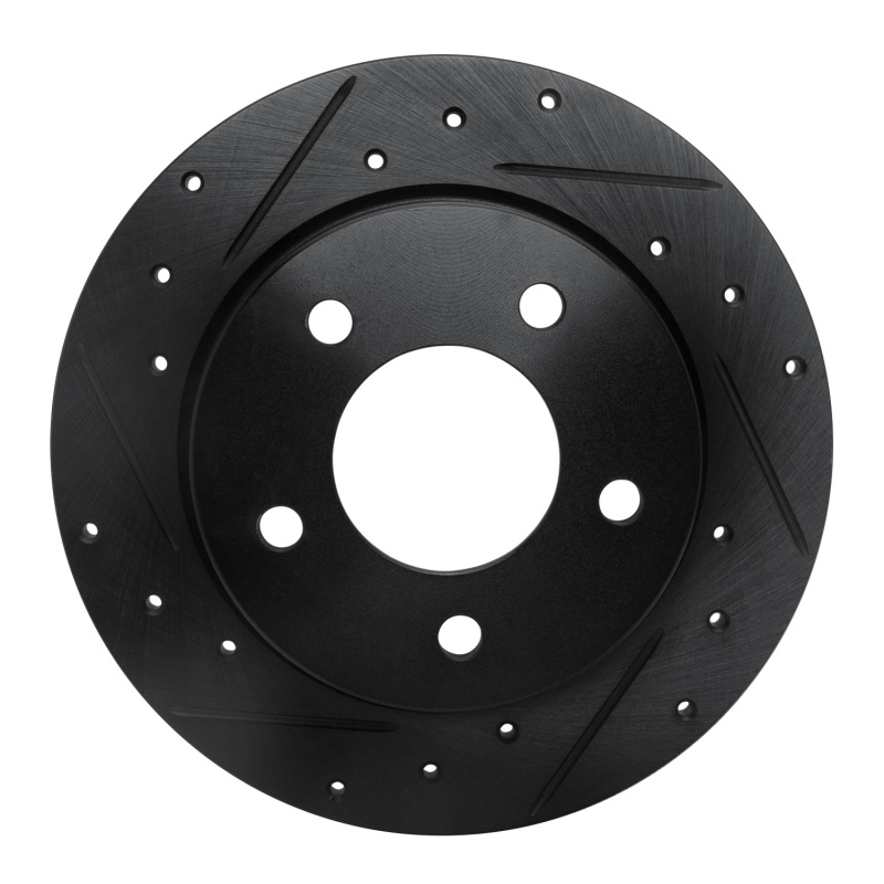 R1 04-13 Mazda 3 Rear Left Drilled & Slotted Black Brake Rotor