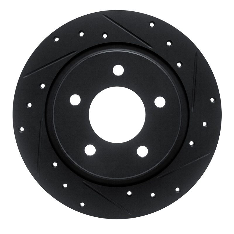 R1 04-13 Mazda 3 Rear Right Drilled & Slotted Black Brake Rotor