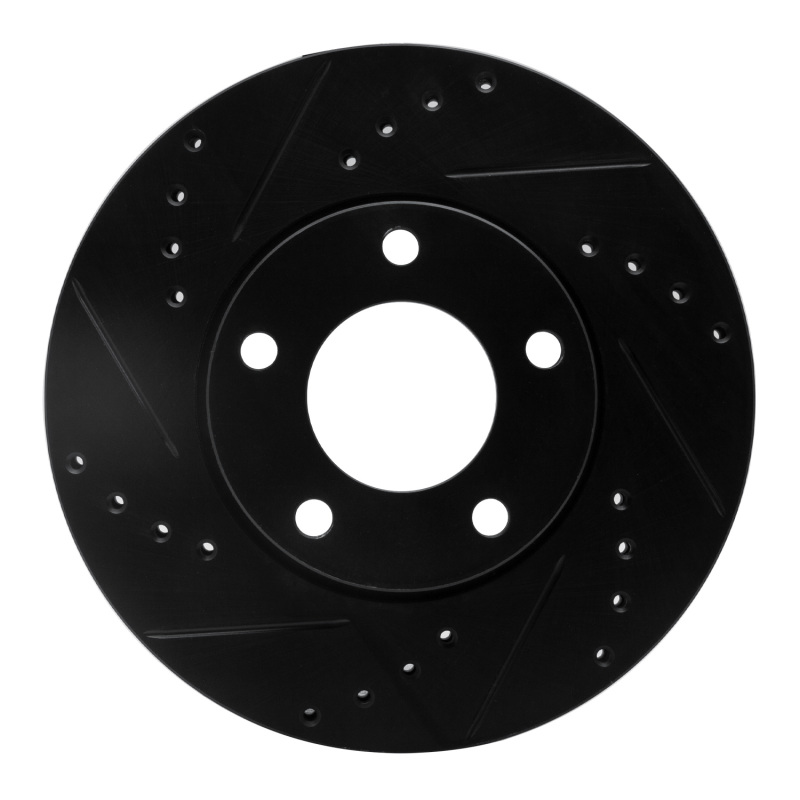 R1 04-13 Mazda 3 Front Left Drilled & Slotted Black Brake Rotor