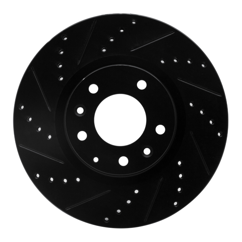 R1 04-08 Mazda RX-8 Front Left Drilled & Slotted Black Brake Rotor