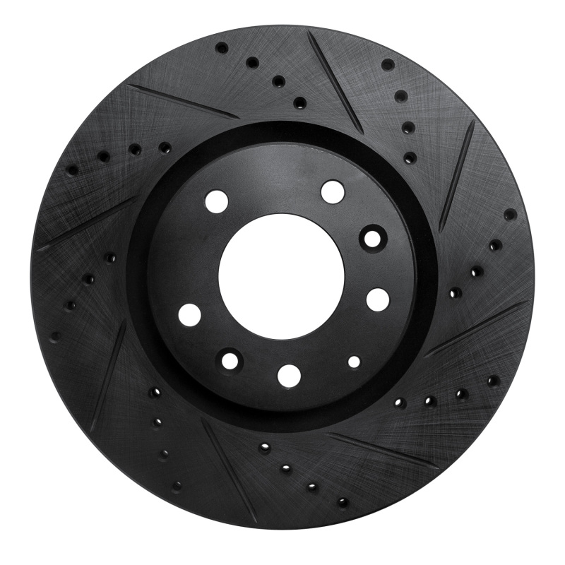 R1 04-08 Mazda RX-8 Front Right Drilled & Slotted Black Brake Rotor