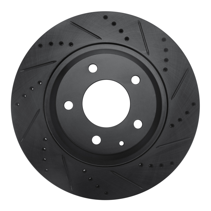 R1 04-11 Mazda RX-8 Rear Right Drilled & Slotted Black Brake Rotor