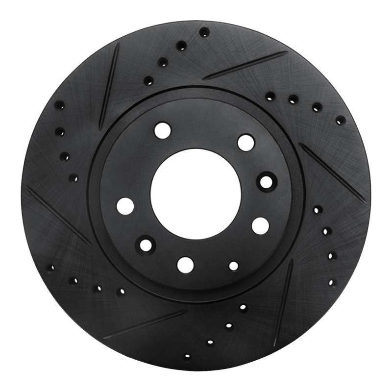 R1 06-15 Mazda MX-5 Miata Front Left Drilled & Slotted Black Brake Rotor