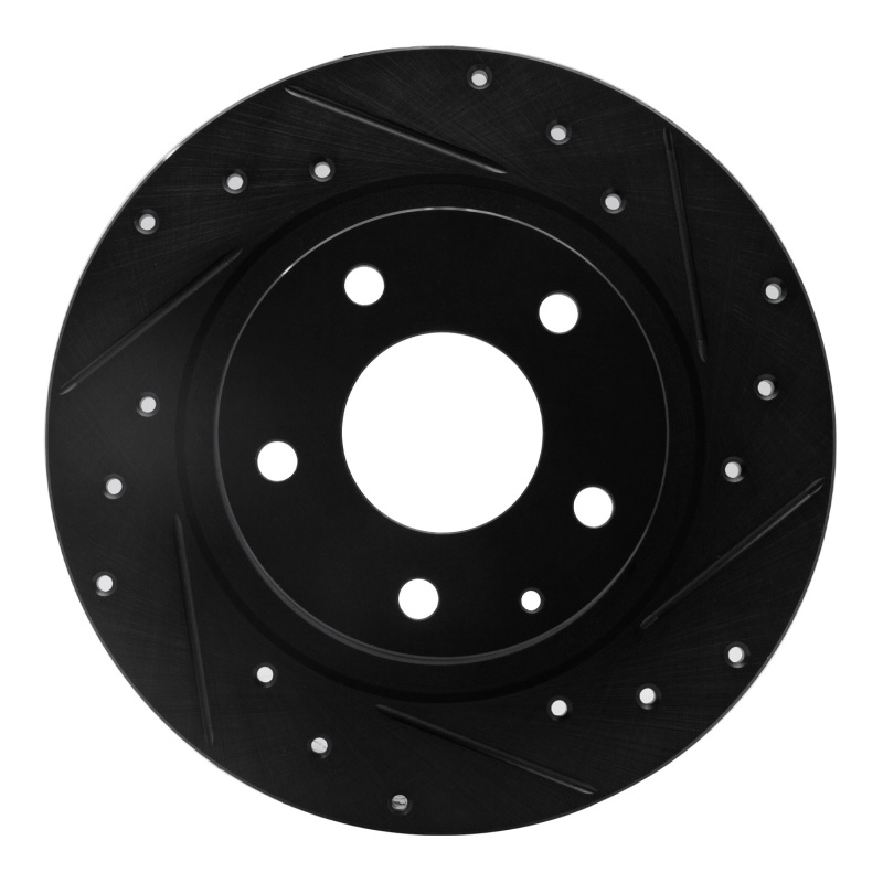R1 14-21 Mazda 6 Rear Right Drilled & Slotted Black Brake Rotor