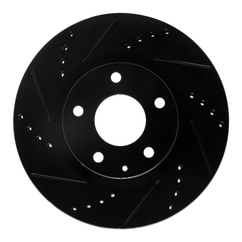 R1 14-24 Mazda 3 Front Left Drilled & Slotted Black Brake Rotor