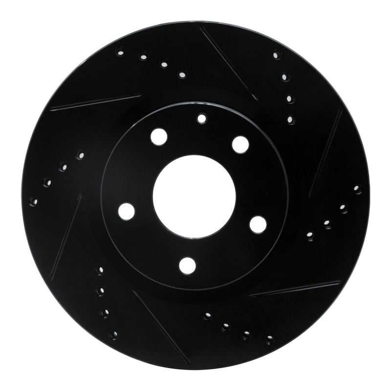 R1 14-24 Mazda 3 Front Right Drilled & Slotted Black Brake Rotor