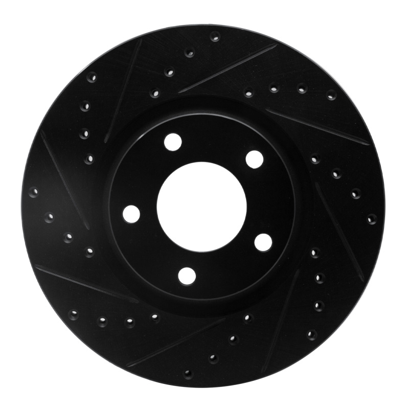 R1 04-15 Mazda 3 Front Left Drilled & Slotted Black Brake Rotor