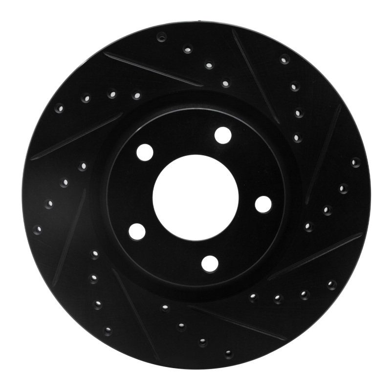 R1 04-15 Mazda 5 Front Right Drilled & Slotted Black Brake Rotor