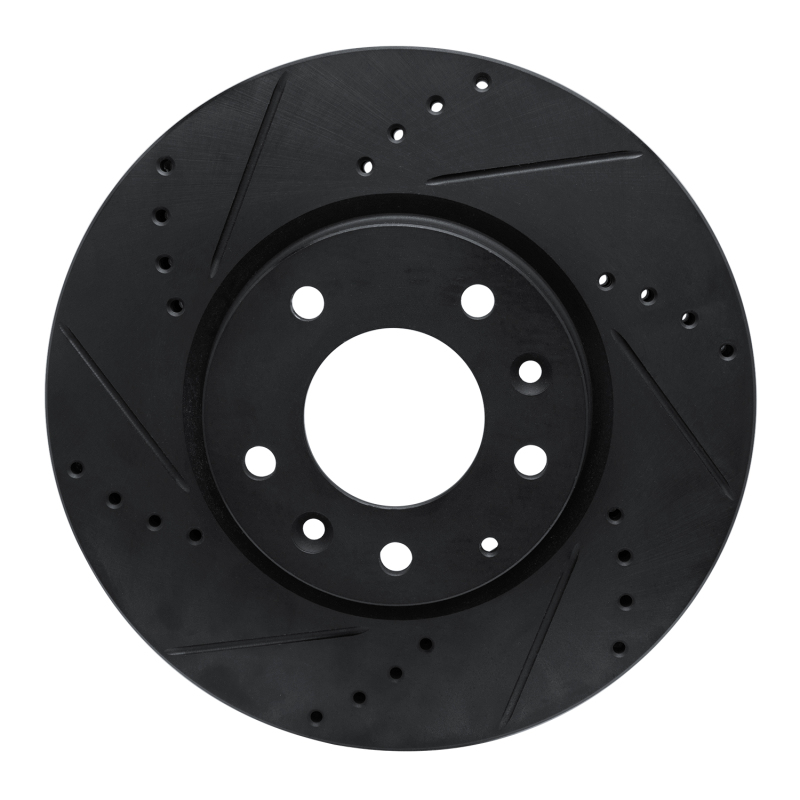 R1 07-12 Mazda CX-7 Front Left Drilled & Slotted Black Brake Rotor