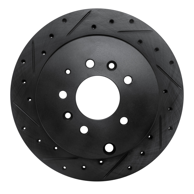 R1 07-12 Ford Edge Rear Left Drilled & Slotted Black Brake Rotor