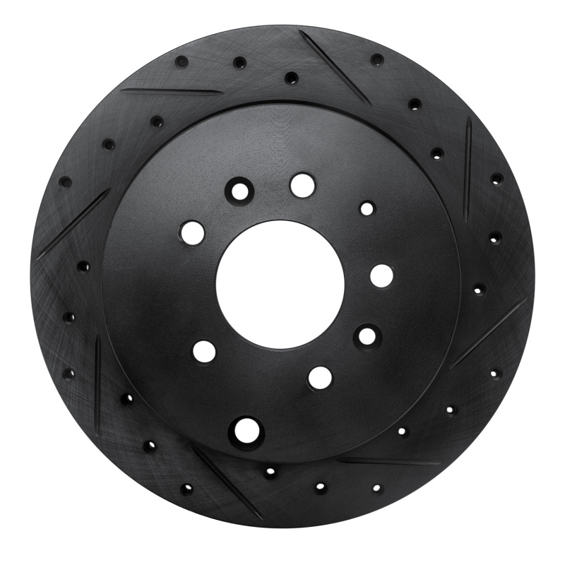 R1 07-12 Ford Edge Rear Right Drilled & Slotted Black Brake Rotor