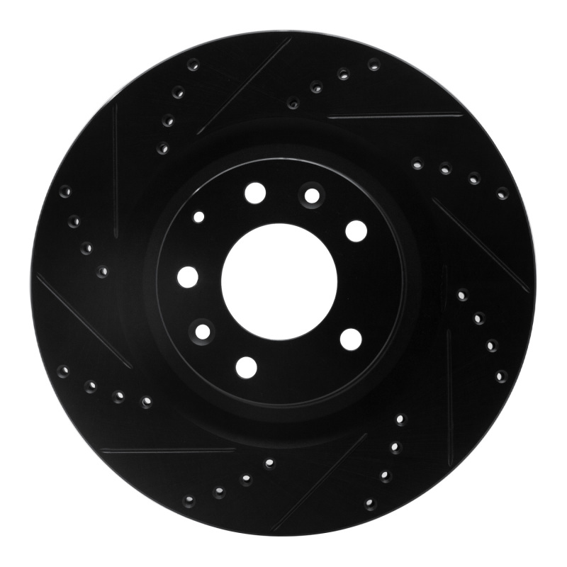 R1 07-15 Mazda CX-9 Front Left Drilled & Slotted Black Brake Rotor