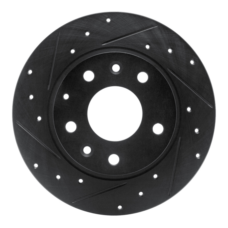 R1 14-25 Mazda 3 Rear Left Drilled & Slotted Black Brake Rotor