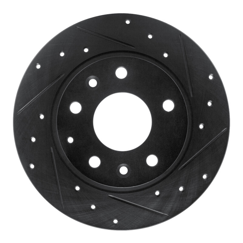 R1 14-25 Mazda 3 Rear Right Drilled & Slotted Black Brake Rotor