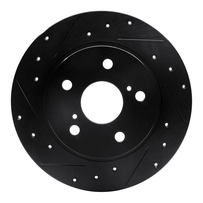 R1 11-16 Scion TC Rear Left Drilled & Slotted Black Brake Rotor