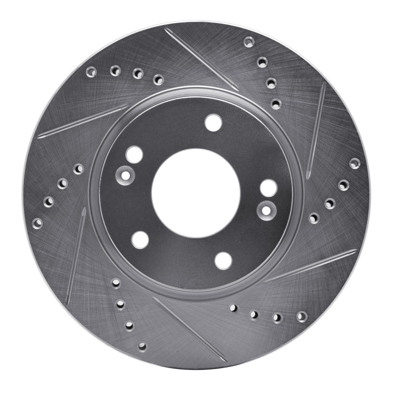 R1 03-13 Hyundai Sonata Front Right Drilled & Slotted Silver Brake Rotor