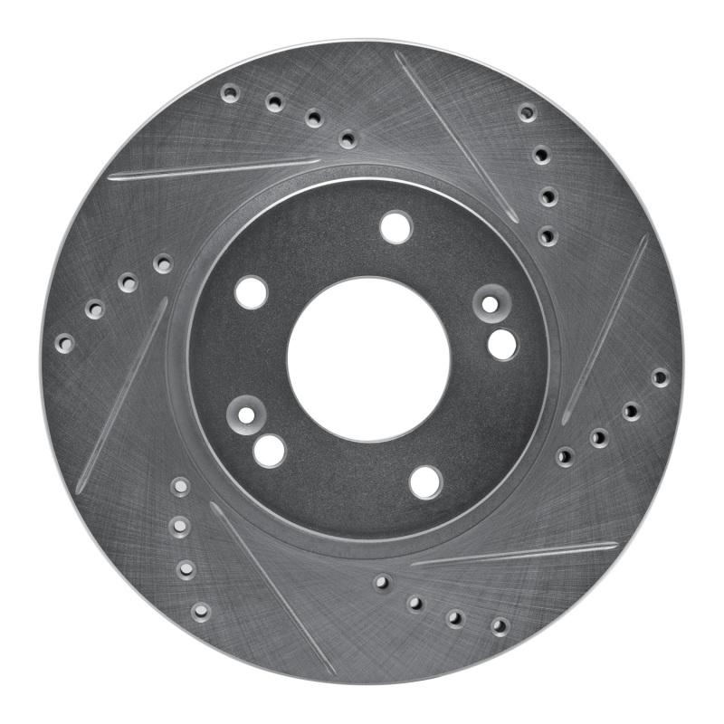 R1 11-25 Hyundai Venue Front Right Drilled & Slotted Silver Brake Rotor