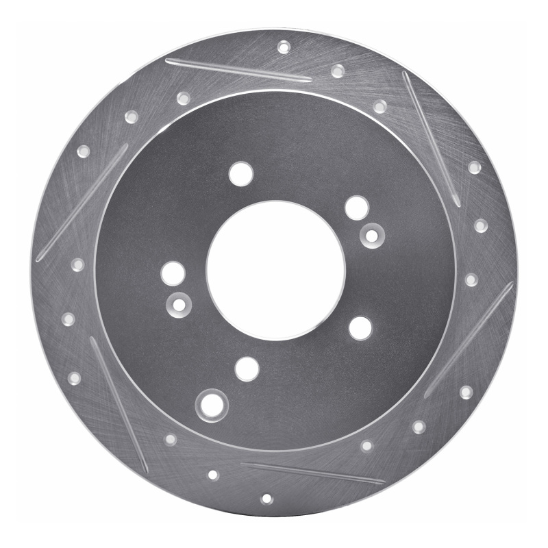 R1 01-16 Hyundai Santa Fe Rear Right Drilled & Slotted Silver Brake Rotor