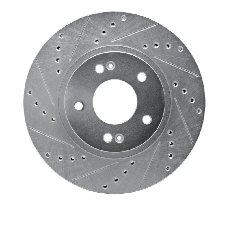 R1 01-06 Hyundai Santa Fe Front Left Drilled & Slotted Silver Brake Rotor