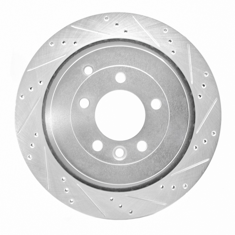 R1 05-16 Land Rover LR4 Rear Right Drilled & Slotted Silver Brake Rotor