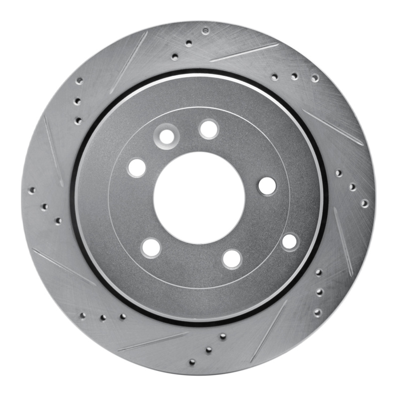 R1 05-07 Land Rover LR3 Rear Left Drilled & Slotted Silver Brake Rotor