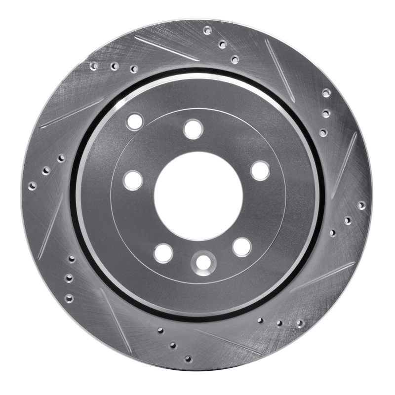 R1 05-07 Land Rover LR3 Rear Right Drilled & Slotted Silver Brake Rotor