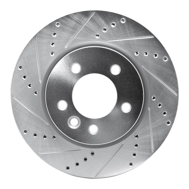 R1 05-07 Land Rover LR3 Front Left Drilled & Slotted Silver Brake Rotor
