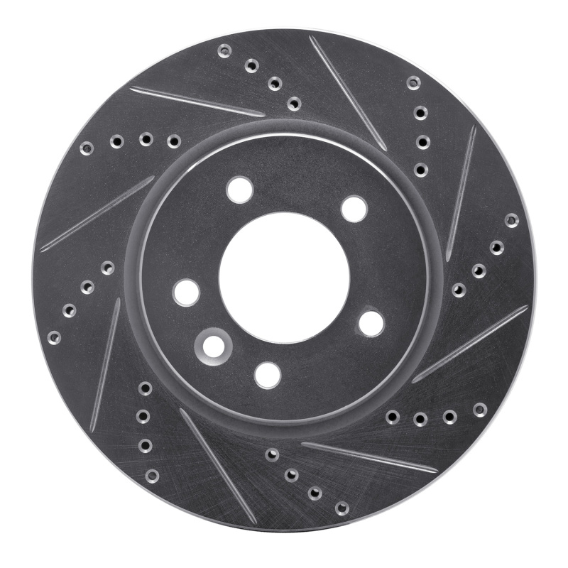 R1 05-07 Land Rover LR3 Front Right Drilled & Slotted Silver Brake Rotor