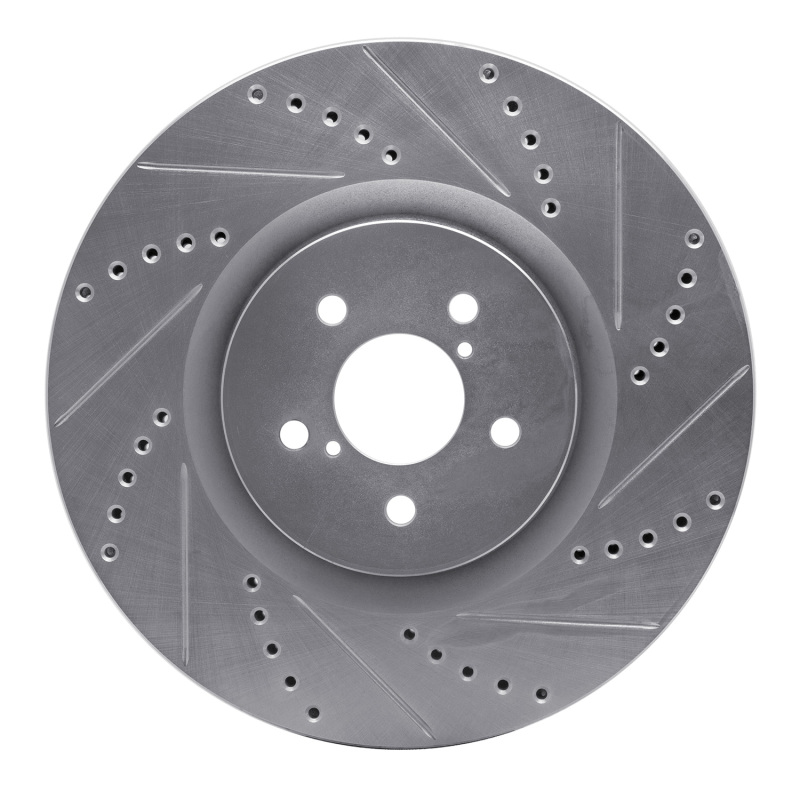 R1 03-25 Subaru BRZ Front Right Drilled & Slotted Silver Brake Rotor