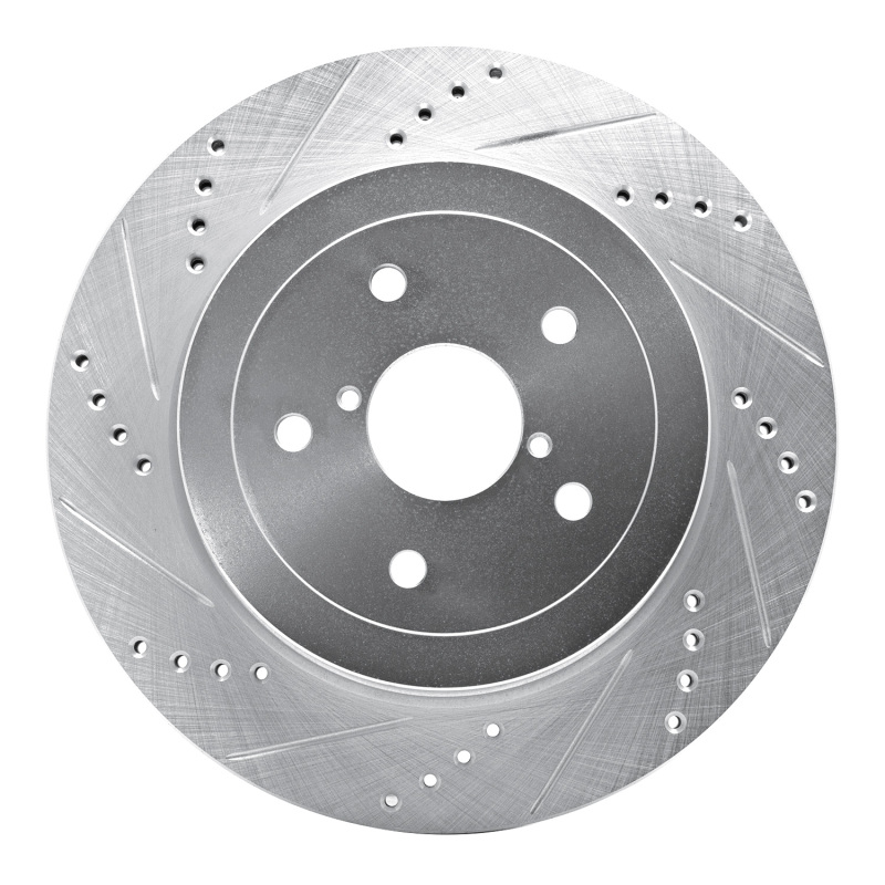 R1 05-07 Subaru Impreza Rear Left Drilled & Slotted Silver Brake Rotor