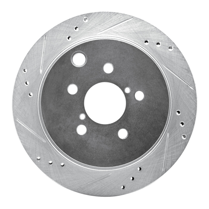 R1 14-18 Subaru Forester Rear Left Drilled & Slotted Silver Brake Rotor
