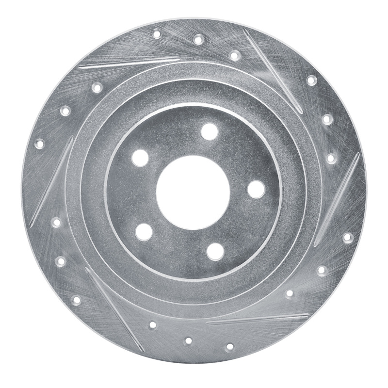 R1 00-06 Subaru Legacy Rear Right Drilled & Slotted Silver Brake Rotor