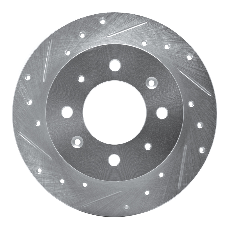 R1 04-09 Kia Spectra5 Rear Left Drilled & Slotted Silver Brake Rotor