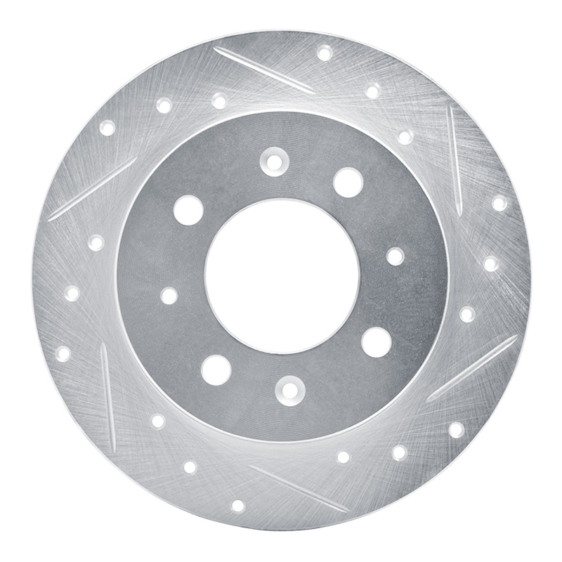 R1 04-09 Kia Spectra Rear Right Drilled & Slotted Silver Brake Rotor