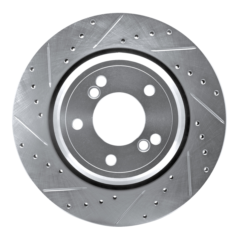 R1 00-06 BMW M5 Rear Left Drilled & Slotted Silver Brake Rotor