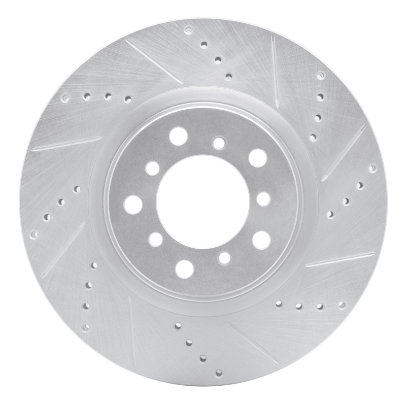 R1 01-06 BMW M3 Left Front Drilled & Slotted Silver Brake Rotor