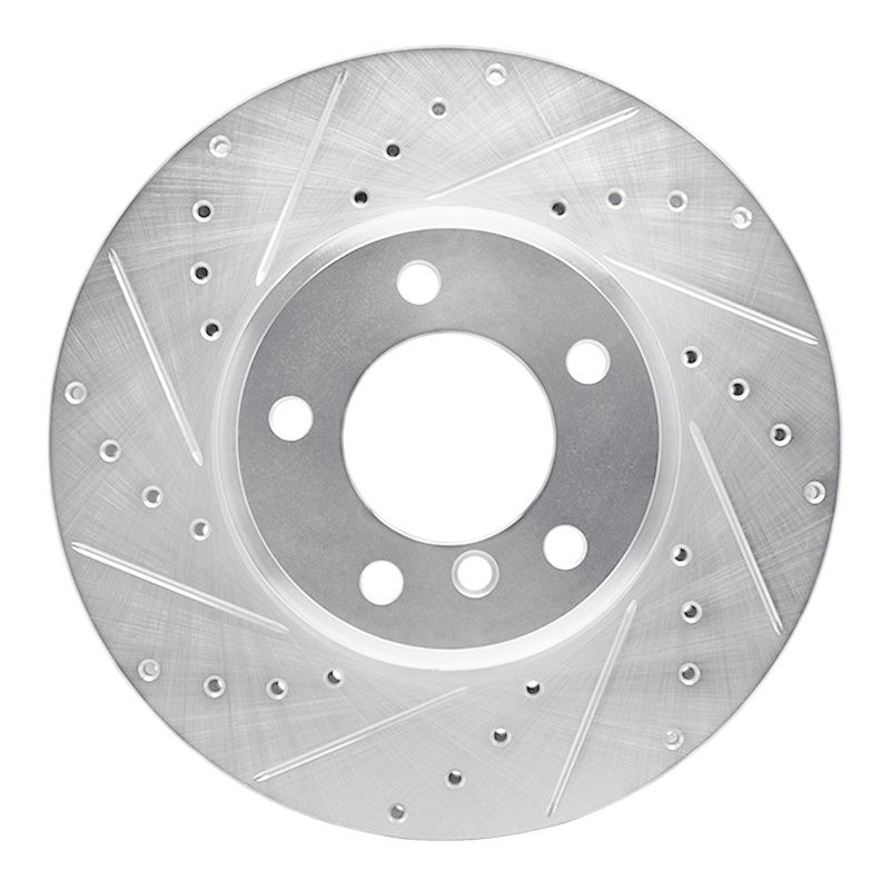 R1 04-10 BMW 530XI Front Left Drilled & Slotted Silver Brake Rotor