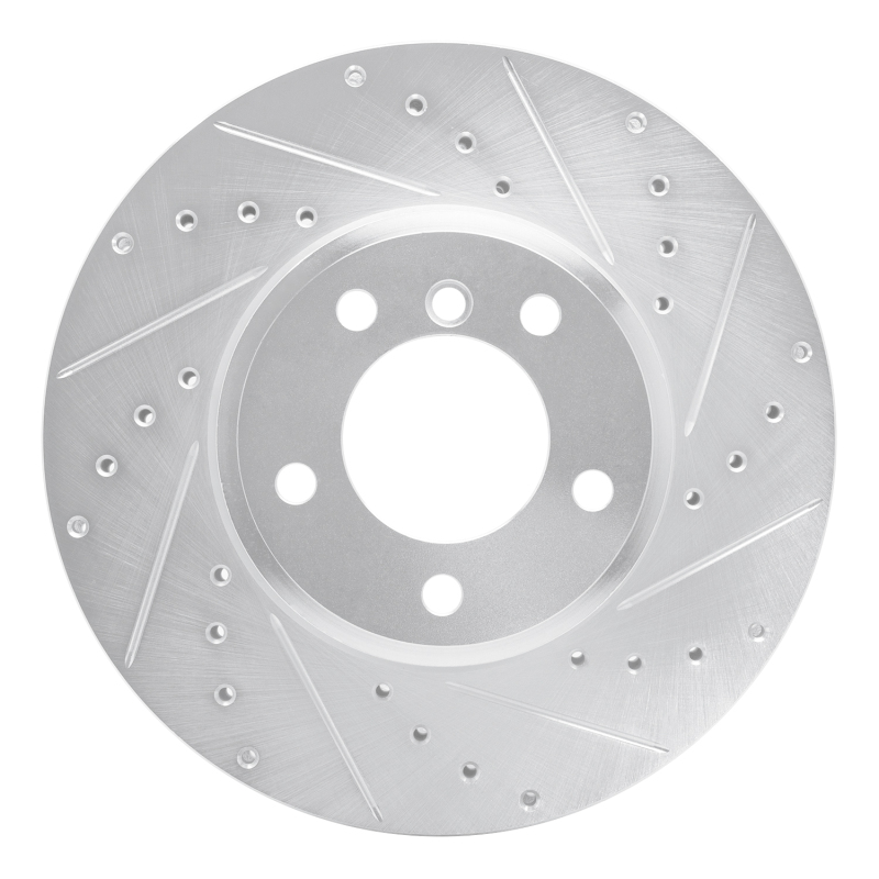 R1 04-10 BMW 530I Front Right Drilled & Slotted Silver Brake Rotor