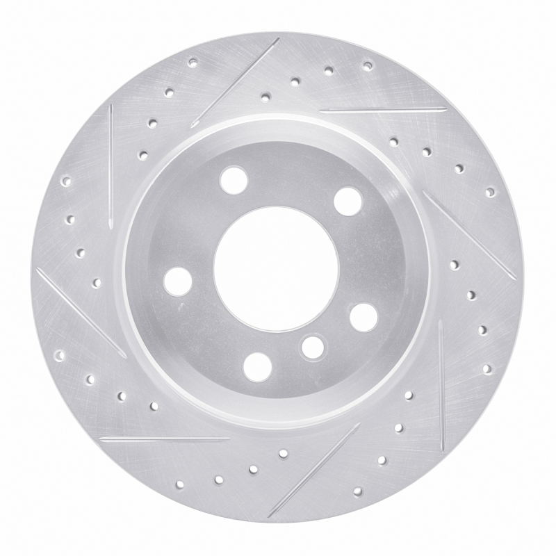 R1 07-19 BMW X6 Rear Left Drilled & Slotted Silver Brake Rotor