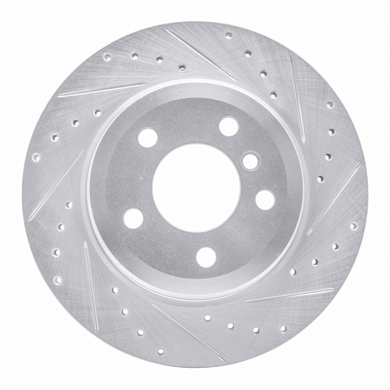 R1 07-19 BMW X6 Rear Right Drilled & Slotted Silver Brake Rotor