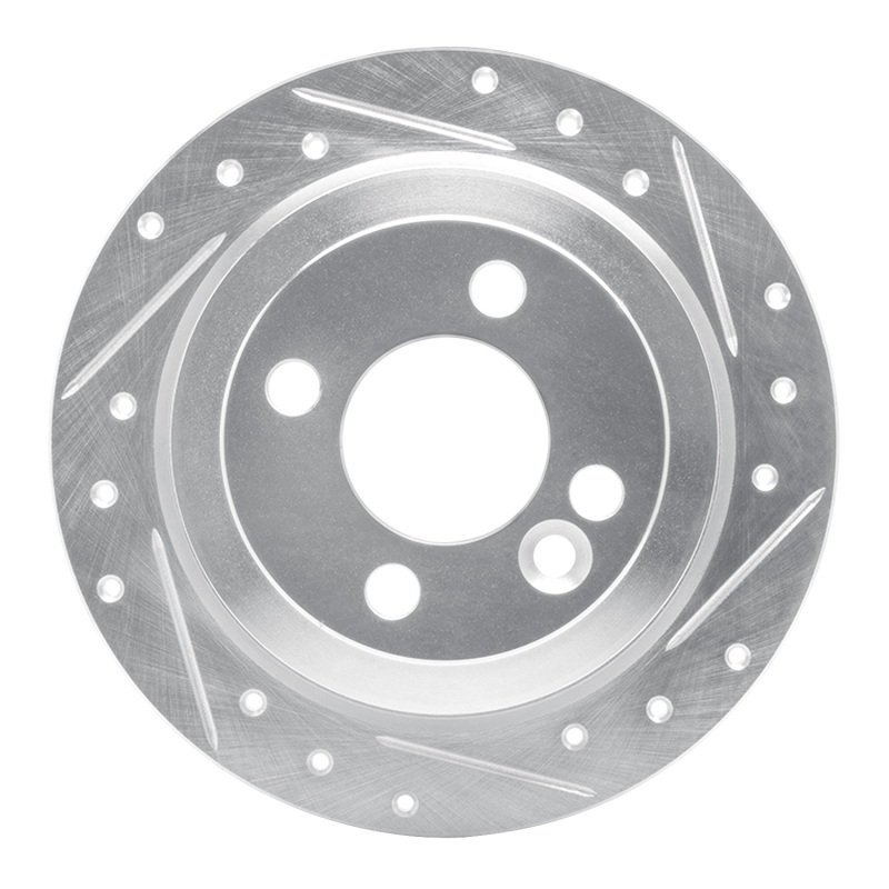 R1 02-15 Mini Cooper Clubman Rear Right Drilled & Slotted Silver Brake Rotor