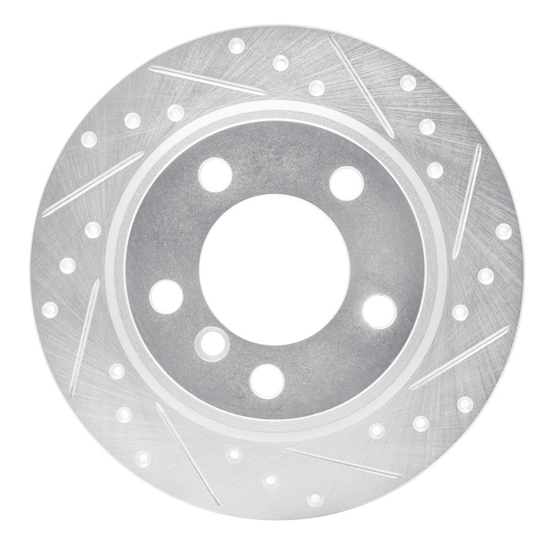 R1 11-16 Mini Cooper Paceman Rear Right Drilled & Slotted Silver Brake Rotor