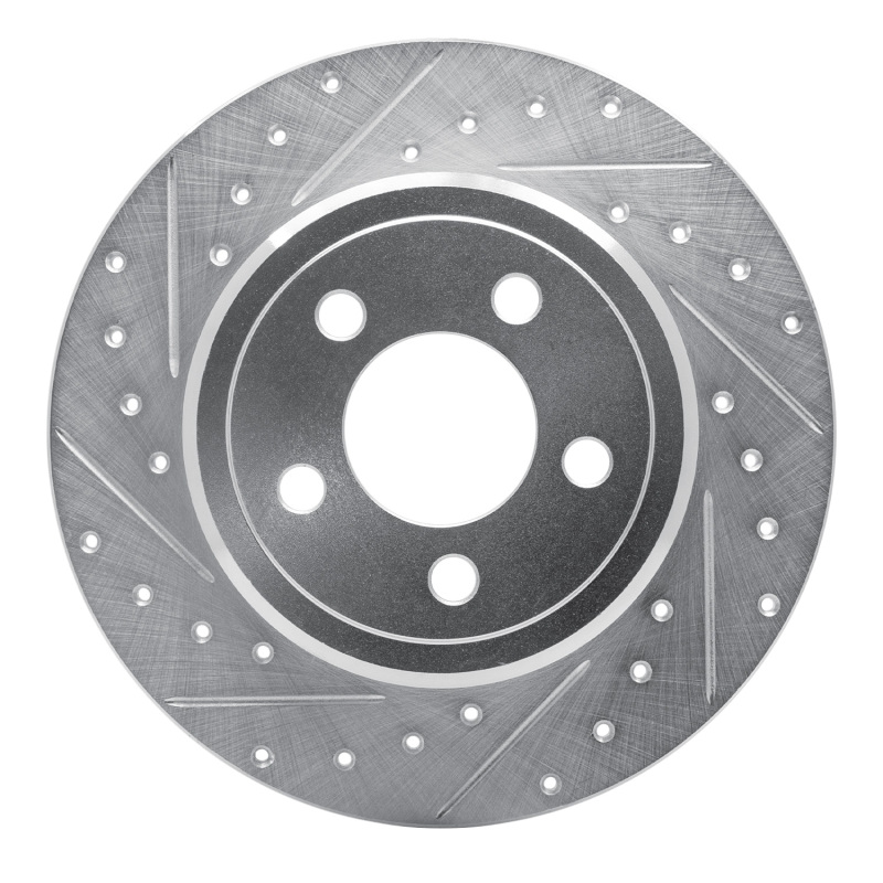 R1 05-23 Chrysler 300 Rear Left Drilled & Slotted Silver Brake Rotor