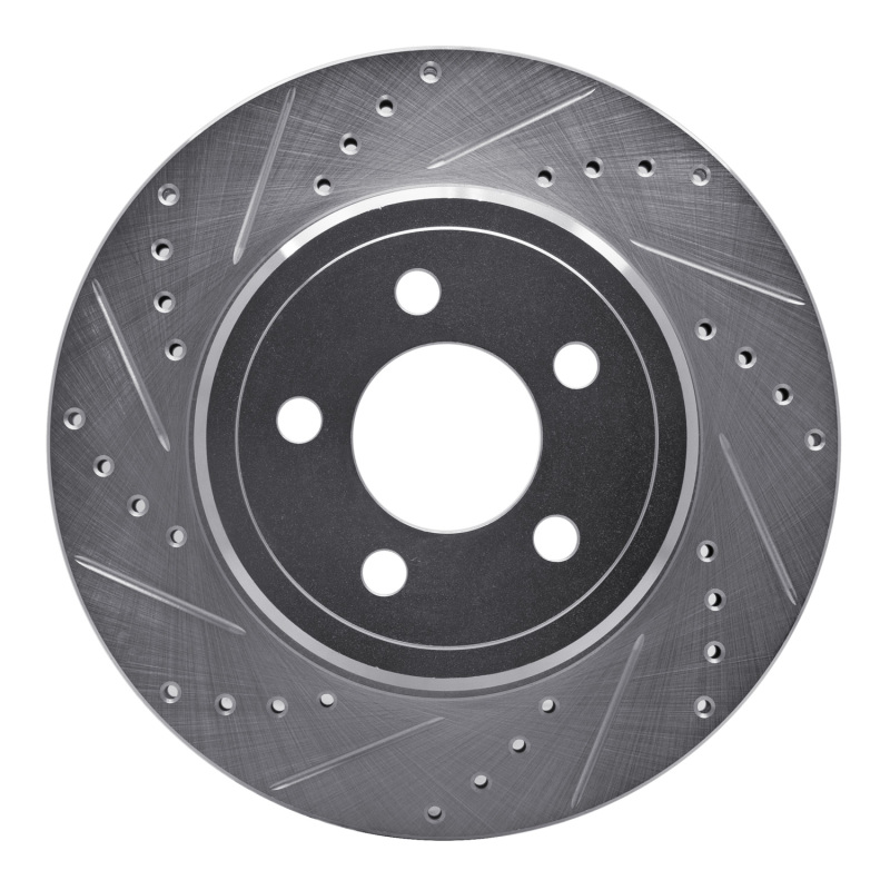 R1 05-23 Chrysler 300 Rear Left Drilled & Slotted Silver Brake Rotor